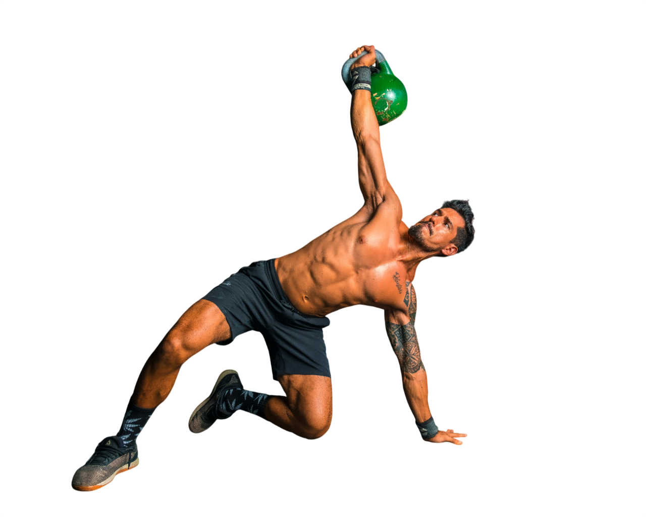 Athlete training with a kettlebell